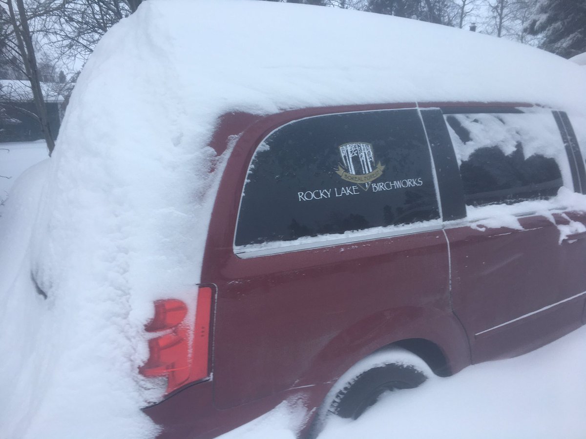 Our area received some snow last night! Good news as the snow protects the roots of or #Birchtrees and provides water for sap production! #mbstorm