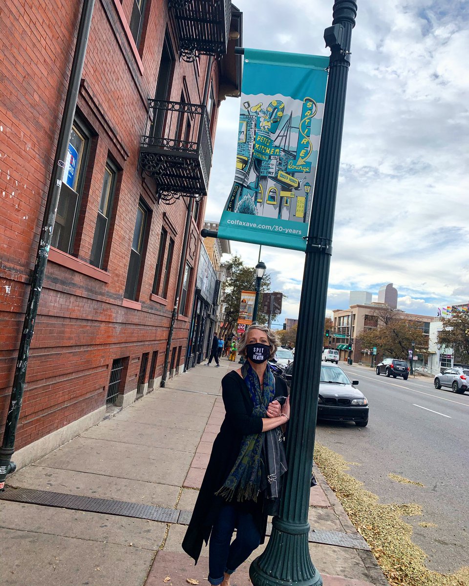 KarlCKrumpholz's tweet photo. Well, my East Colfax artwork banners are still up, but not for much longer. Will likely be coming down in a week or so to be replaced by the traditional holiday banners. So, please enjoy them while you can. They may make a reappearance next year. https://t.co/4YHrC2teJ7