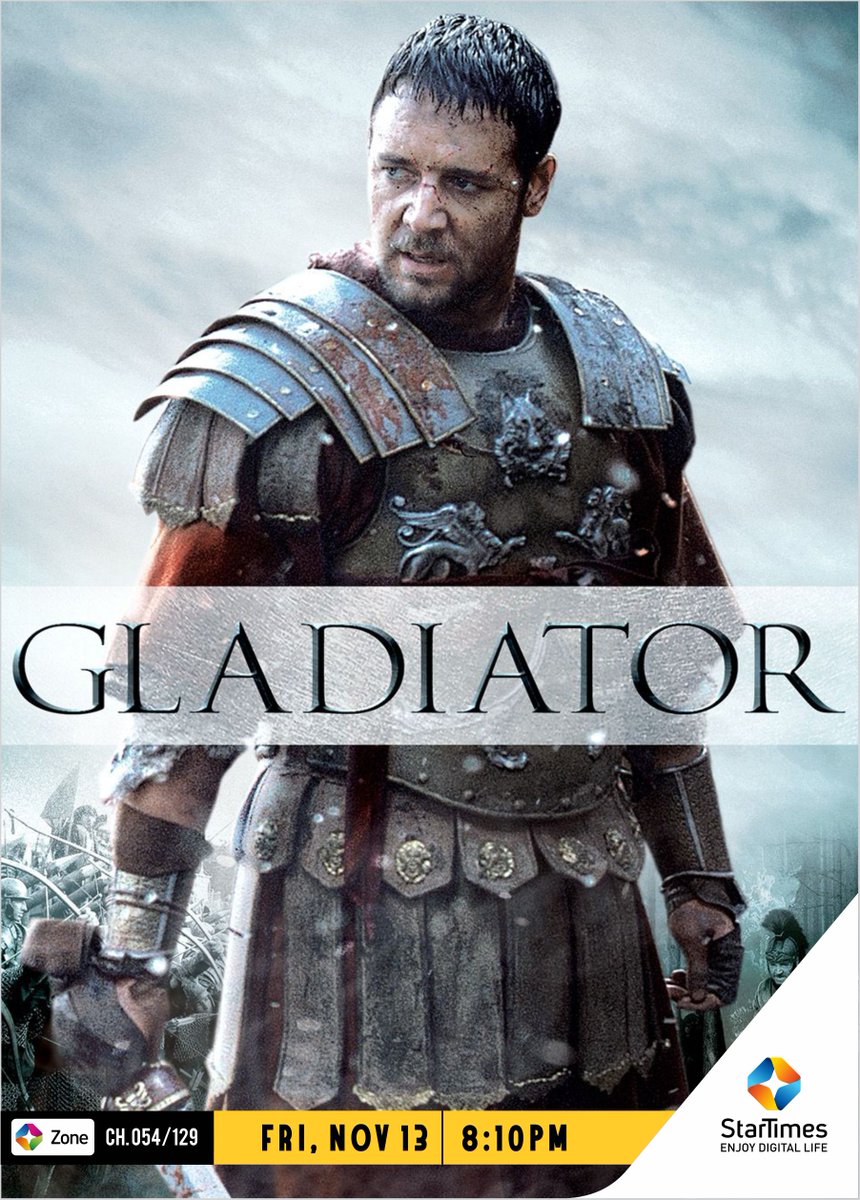StarTimes_Ng's tweet photo. A former Roman General sets out to exact vengeance against the corrupt emperor who murdered his family and sent him into slavery.
Catch action adventure "Gladiator" showing tonight @ 8:10pm on #STZone https://t.co/dvCwSwimmP
