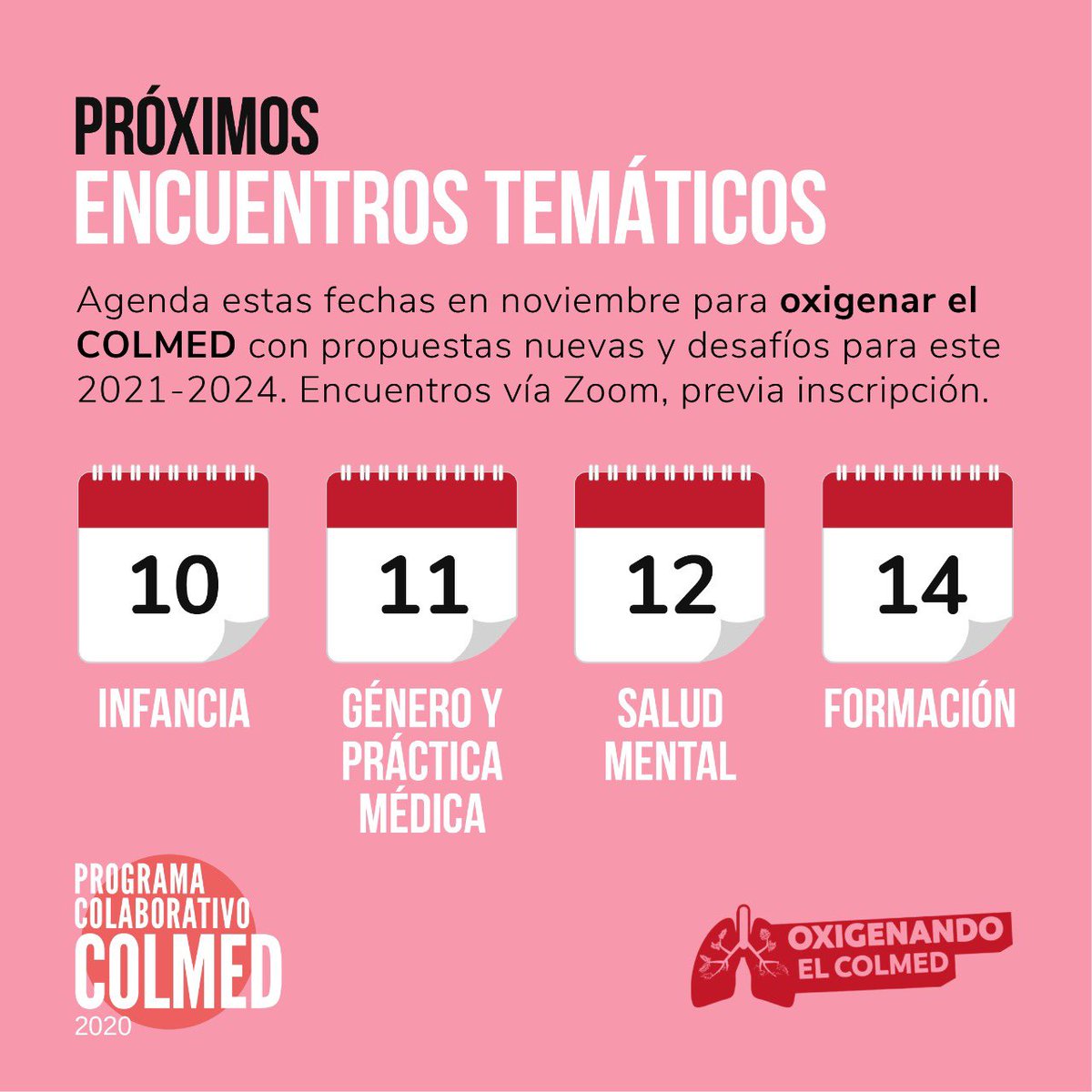 O2colmed's tweet photo. Proximos Encuentros temáticos! 👇🏽👇🏽👇🏽 #EleccionesColmed #O2Colmed https://t.co/otEERAWNy7