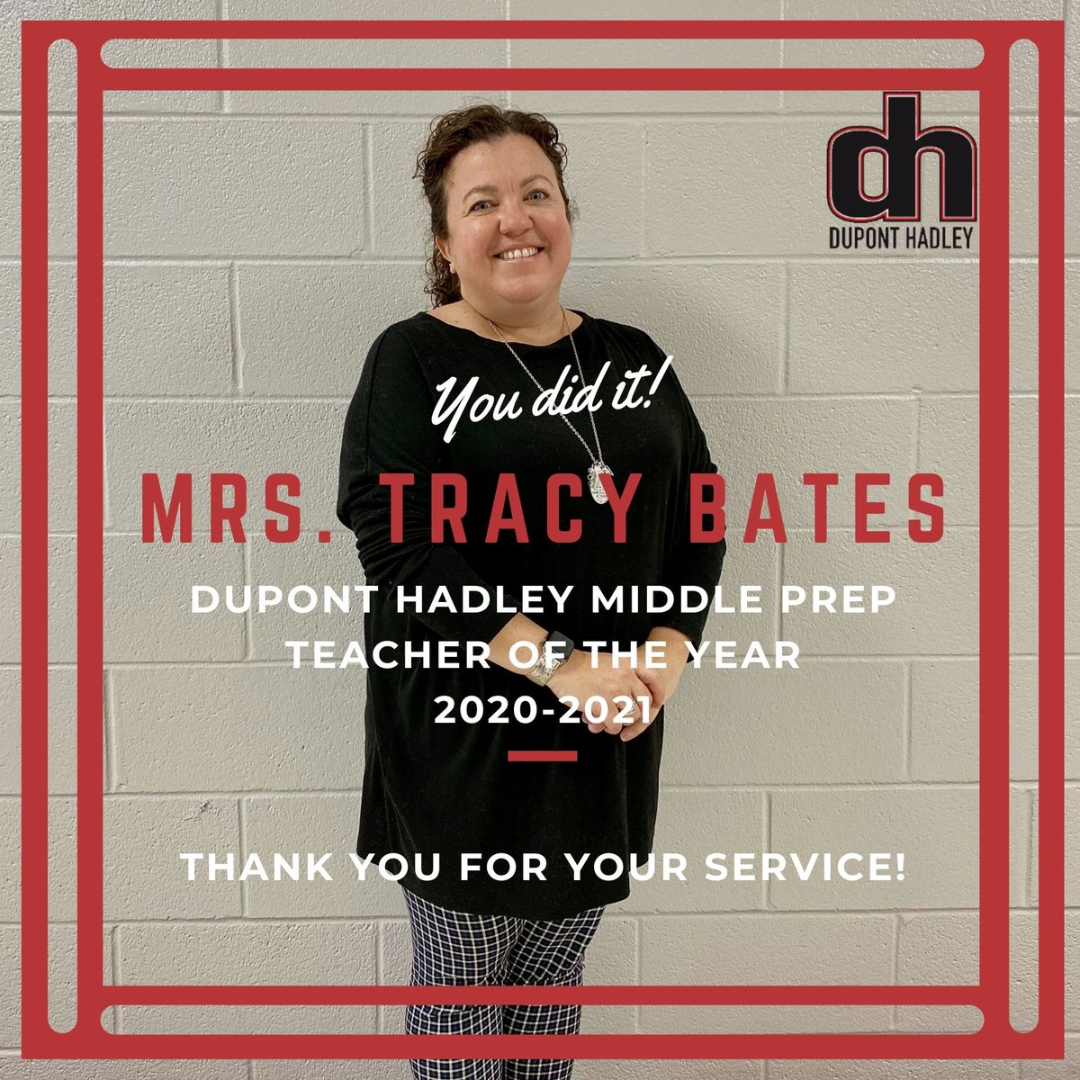 hadleymiddle's tweet photo. DuPont Hadley Middle Prep is proud to name Mrs. Tracy Bates as our 2020-2021 Teacher of the Year! Each day, Mrs. Bates can be seen offering a smiling face and words of encouragement. 

Please help us celebrate Mrs. Tracy Bates! https://t.co/l3MF0SMDYz