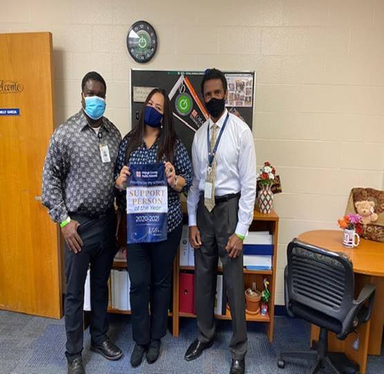 OCPS Orange Technical College – Orlando Campus celebrates our Support Person of the Year, Milly Garcia. She shared this moment with Joe Raymond,       Assistant Director and Andrew Jenkins, Director. #OCPSStellar