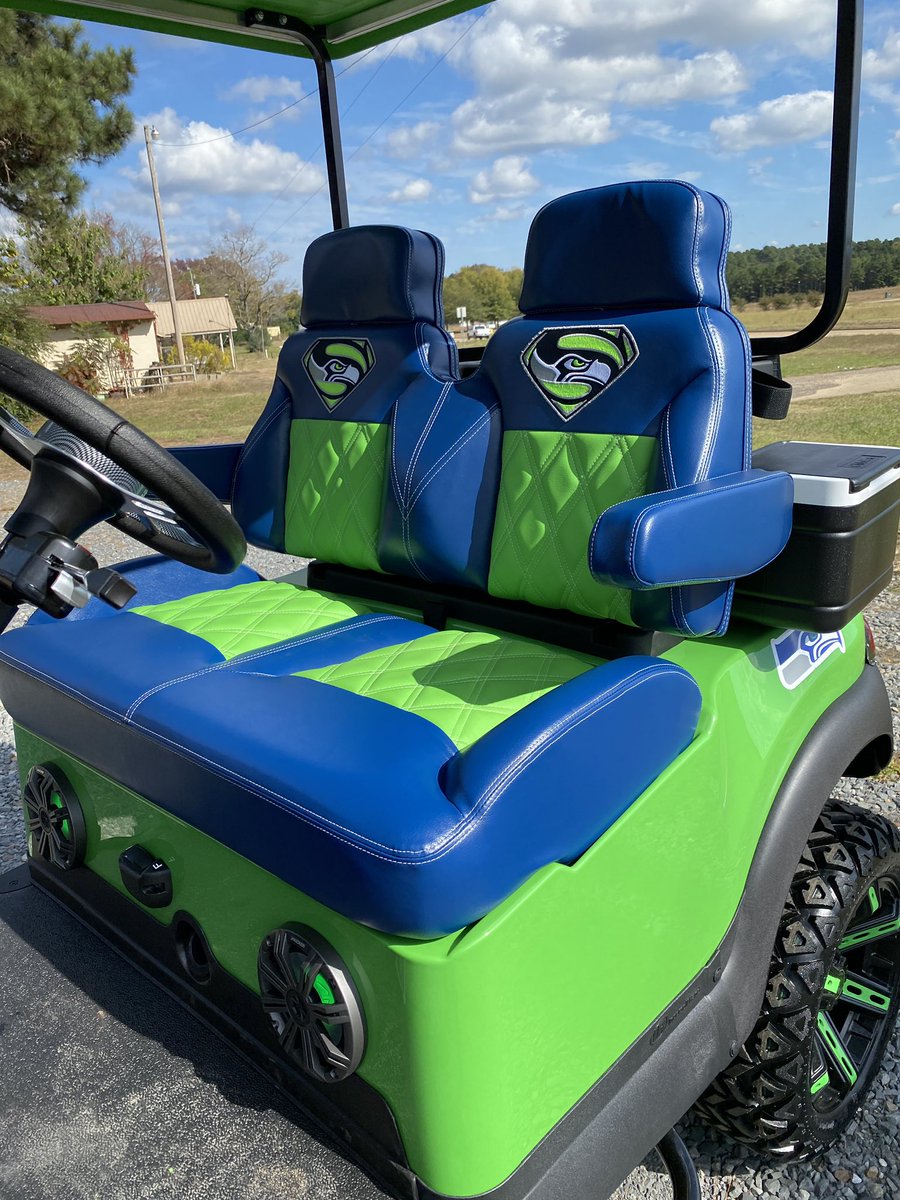 SportzSouthern's tweet photo. Seattle Seahawks Themed Custom Golf Cart @clubcar @Seahawks @CityofSeattle @recsportcarts @SportzSouthern @GolfCarOptions @RHOX21237 @GolfDigest @PGATOUR https://t.co/SjqPwyd3Sg