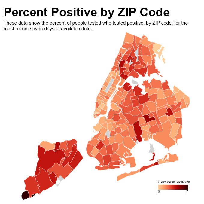 New York City Zip Code Map Nychealthy On Twitter: "Today We Released Updated #Covid19 Data, Which  Includes: ✓A 7-Day Average Of Percent Positivity By Zip Code ✓Weekly Counts  Of Cases And Persons Tested By Zip Code ✓More Refined