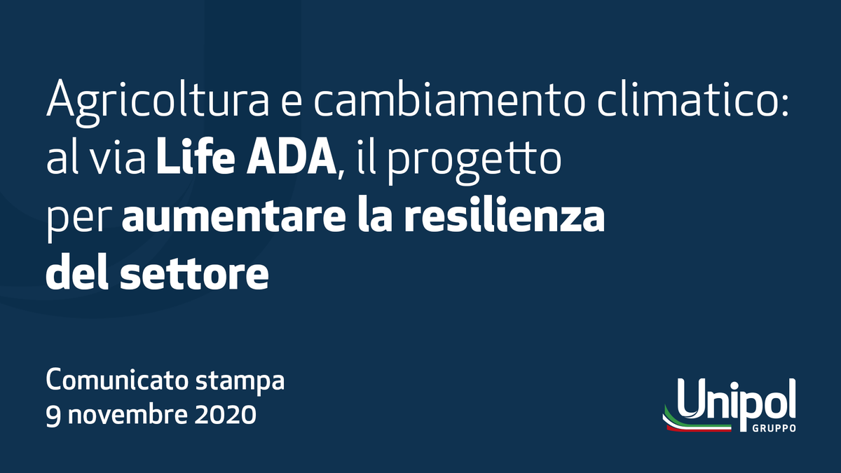 Unipol_PR's tweet photo. #UnipolSai è capofila di LIFE ADA, il progetto che mira ad aumentare la resilienza del settore agricolo di fronte ai cambiamenti climatici, fornendo ad agricoltori e produttori le conoscenze e gli strumenti per la gestione dei rischi. 
📄 https://t.co/duSiV2uV5u https://t.co/p8WaJbeh4D