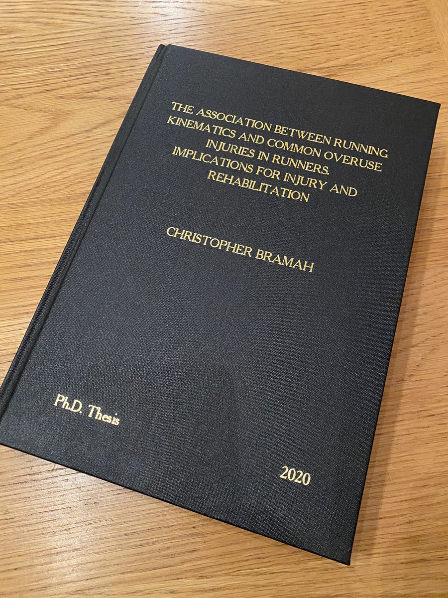 I am so happy to be able to say, the longest 8 chapters (and 7 years!!) of my life are finally over! PhD complete The association between running kinematics & common overuse injuries in runners. Implications for injury & rehabilitation.