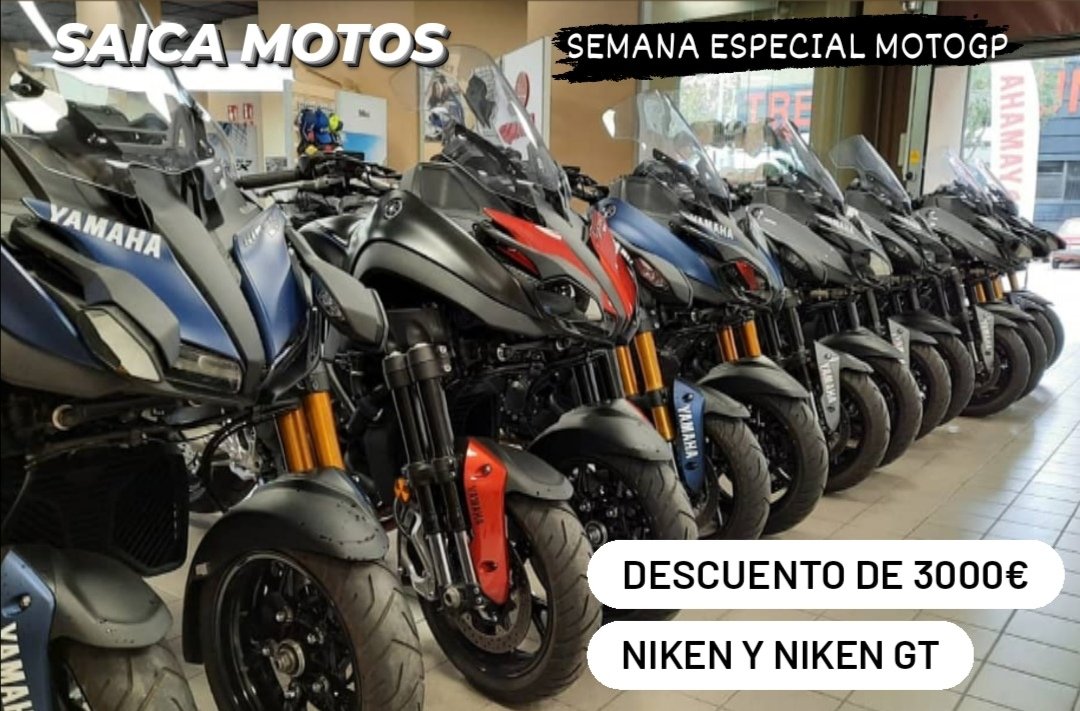 SAICA MOTOS Yamaha on Twitter: "Arrancamos en Saica la SEMANA ESPECIAL  MotoGP!!! Uno de los modelos que tenemos en promoción es la Yamaha NIKEN en  sus dos versiones. Con TRES MIL euros