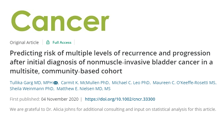 JournalCancer's tweet photo. New: Predicting risk of multiple levels of recurrence and progression after initial diagnosis of nonmuscle‐invasive #BladderCancer in a multisite, community‐based cohort https://t.co/rC5DCCM88I

@Tullika_Garg 
@GeisingerRsrch 
@m_e_nielsen
#UroOnc https://t.co/BltnvfAQds