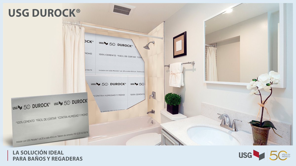 USGLatam's tweet photo. Si buscas renovar o construir un baño #ConDurockEsPosible gracias a su resistencia al contacto directo con agua.
Checa el #Expertip y conoce más sobre su instalación: https://t.co/So2CFr621D.
#USG50AñosEnMéxico #JuntosHaciaAdelante https://t.co/X2iGQchiTk