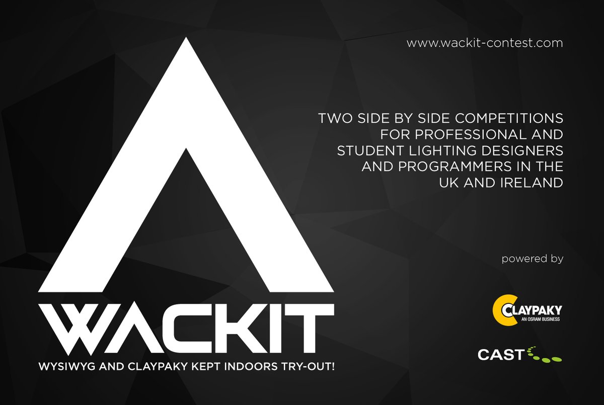 ClayPakyNews's tweet photo. Claypaky and @CASTsoftware present Wackit Contest, Two side by side competitions for Professional and Student Lighting Designers from UK and Ireland. Find out more at https://t.co/qkO4yXyzgf
#WackitContest #Claypaky #CASTsoftware https://t.co/Nn6g1et7bj