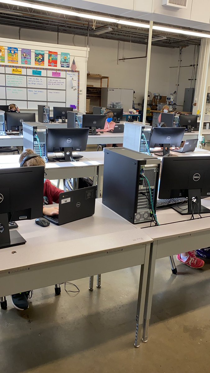 At home and in-person learners zooming and working together to research simple machines. #wearecrestview #zoompartners