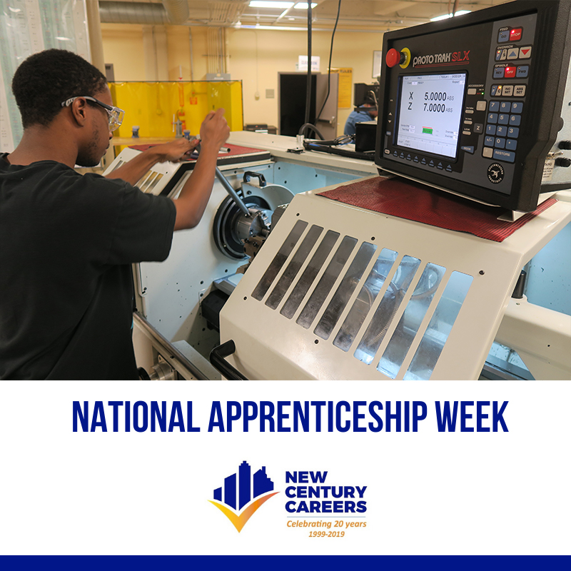 New Century Careers salutes the region’s apprentices during National Apprenticeship Week  Nov. 8-14.  The week was established by the U.S. Department of Labor to celebrate the impact apprenticeships have in helping Americans learn skills for jobs in growing industries.   #NAW2020
