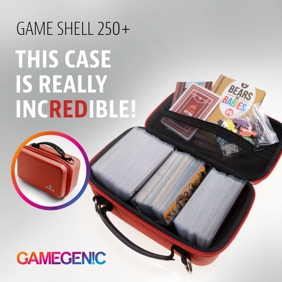 Gamegenic_'s tweet photo. This case is really incREDible!
The #GameShell 250+ red is your perfect companion on the road! 🤝
With its shoulder strap, this flexible game and #accessorycase is ideal for transport. Two removable partitions let you easily organize #cardgames or small #boardgames
@Asmo_dee https://t.co/dvGWnrAUwJ