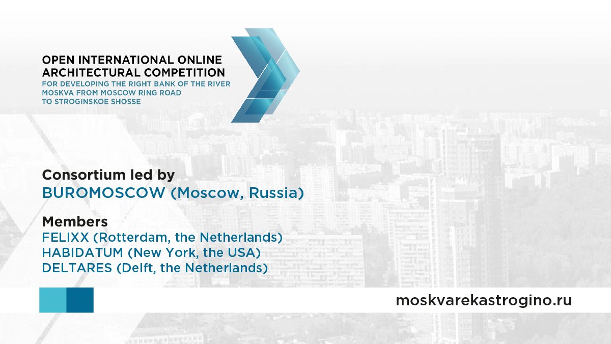 mriverstrogino's tweet photo. Russian-American-Dutch consortium will present its vision. Consortium led by
BUROMOSCOW (Moscow, Russia). Members:
FELIXX (Rotterdam, the Netherlands), HABIDATUМ (New York, USA), DELTARES (Delft, Netherlands)

#moskvarekastrogino #gradplanmoscow #bankforresidents #Competition https://t.co/bQJjZDOwjM
