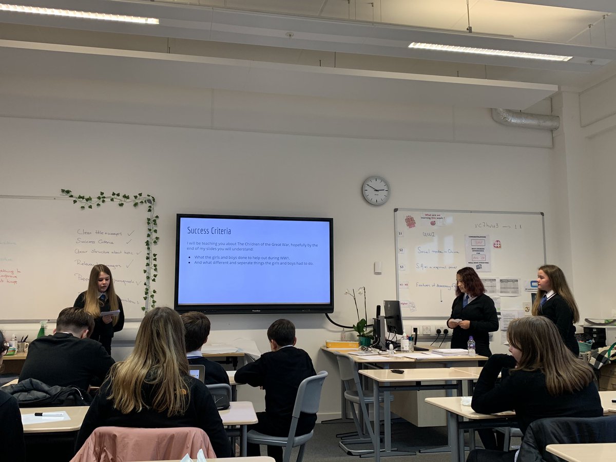 MsTeachTheWorld's tweet photo. 1.6 👏🏼 Fantastic #presentations &amp; #feedback on #poppyscotland and the #impact of #WW1. Confident, articulate, super organised, they truly #AimHigher! Congrats girls 🌟🌟🌟 
 #peerfeedback #learningintentions #successcriteria #showmeboards https://t.co/VCajzkbVss