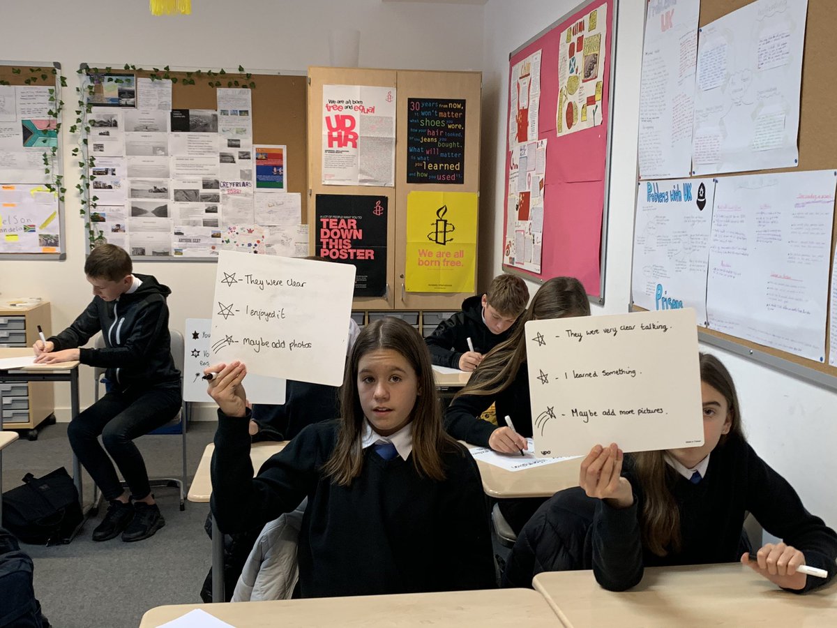 MsTeachTheWorld's tweet photo. 1.6 👏🏼 Fantastic #presentations &amp; #feedback on #poppyscotland and the #impact of #WW1. Confident, articulate, super organised, they truly #AimHigher! Congrats girls 🌟🌟🌟 
 #peerfeedback #learningintentions #successcriteria #showmeboards https://t.co/VCajzkbVss
