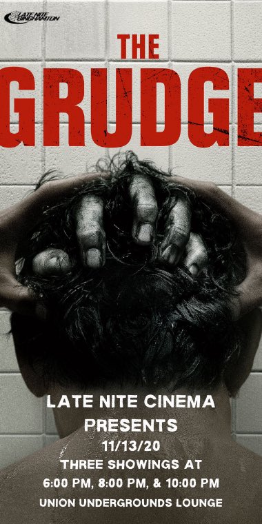 LateNiteBing's tweet photo. Join Late Nite and AP Entertainment this Saturday 11/14 for virtual Tunes Trivia! Outwit your competitors with the help of musical clues! Register on B-engaged for the link. This weekend on Friday the 13th we have three creepy showings of The Grudge! 🎸🎵🎤🎧🎹 https://t.co/plU5n0uStX