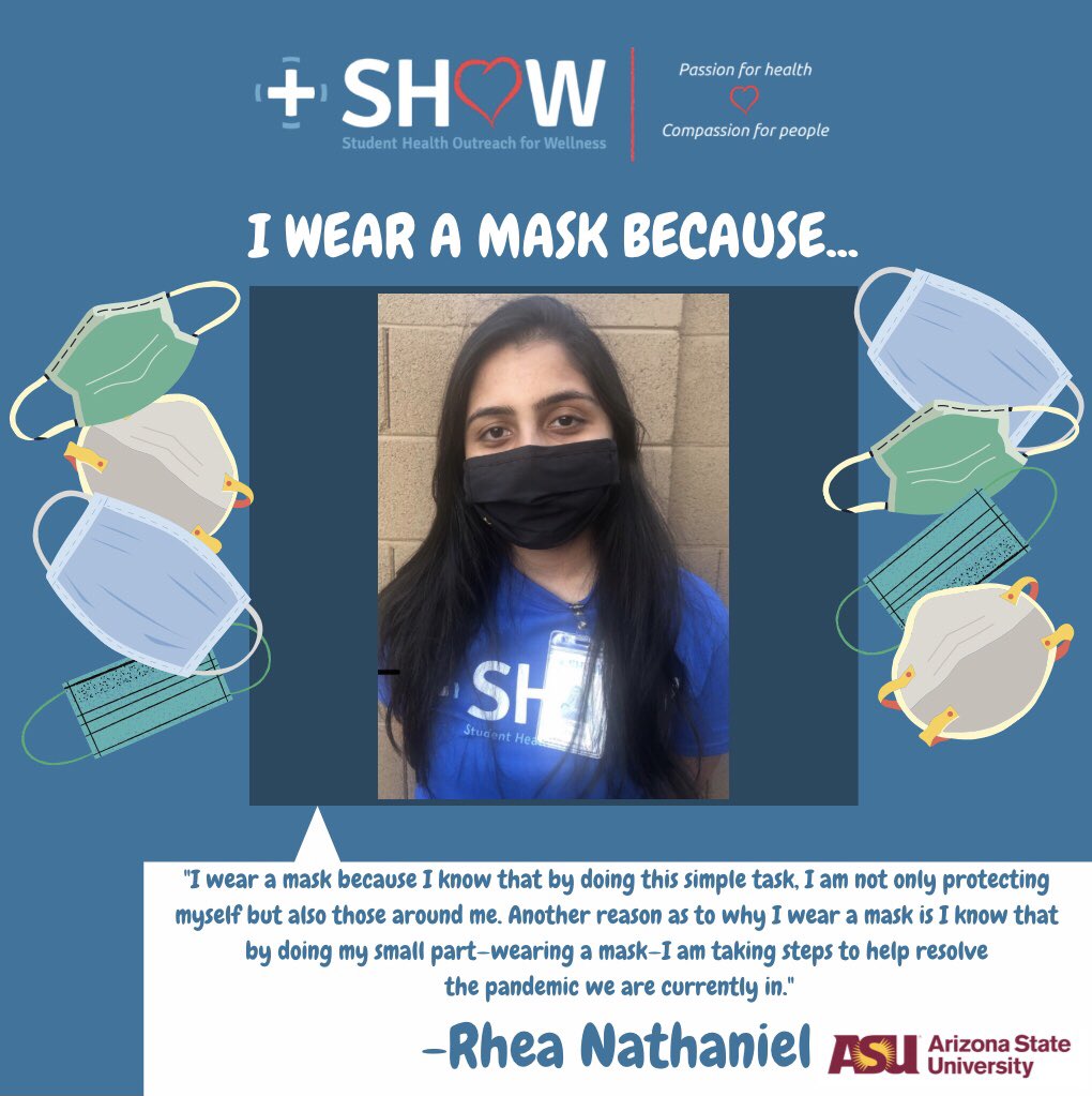 showazclinic's tweet photo. Good morning SHOW and happy Monday! For this week’s Mask Up Monday, Rhea Nathaniel, SHOW’s Executive Secretary shares why she wears a mask. 

#maskup #forksupmasksup #wearamask #wearamasksavealife #weareallinthistogether #covid19awareness #covid19safety #covid19pandemic https://t.co/LkcJDaJcsd