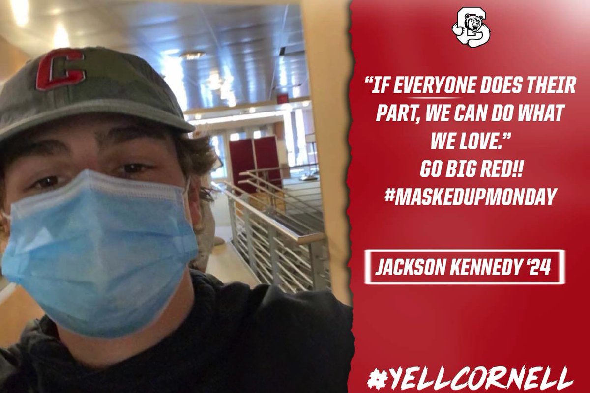 BigRed_Football's tweet photo. .@Noah_labbe 
@matt__robbert 
@Jackson_K2020 
#MaskedUpMondays 😷😷🐻🌿‼️
#YellCornell ⚪️🔴 https://t.co/UPRZkwc9cc