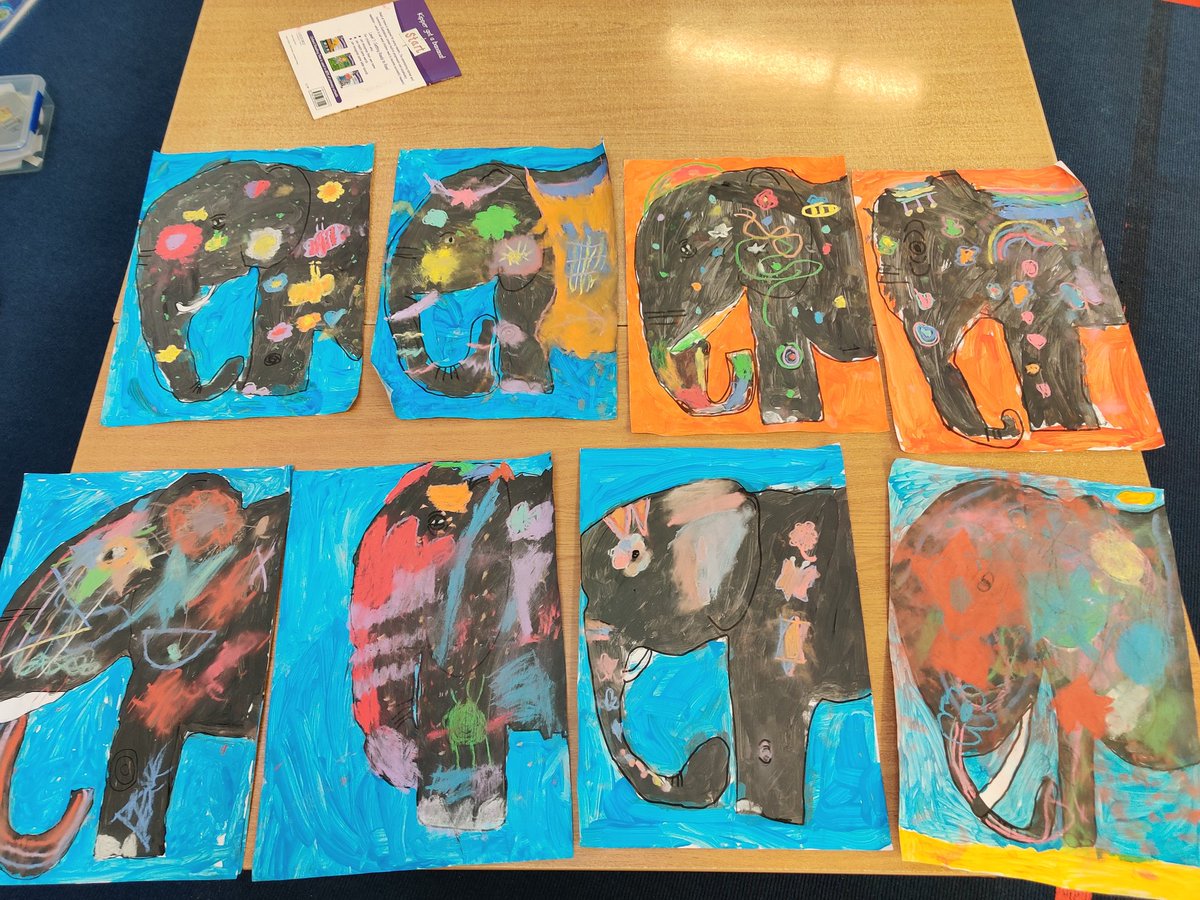 StCronansRoom1a's tweet photo. How well did the class's elephant art for our theme of India turn out? All drawn,  painted and decorated by the children themselves. Their skills are amazing! 👏🏼 https://t.co/gyEXLzxH7n