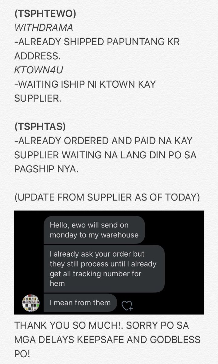 Teudoongiekshop's tweet photo. TSPH UPDATES as of november 9
#TSPHUPDATES THANK YOU! KEEPSAFE AND GODBLESS ❤️
(sa lahat po ng questions/inquiries mamaya po uling maga need na po matulog ngayon may online class pa po ako bukas hehe😅thank you!) https://t.co/hofKaSGmw6