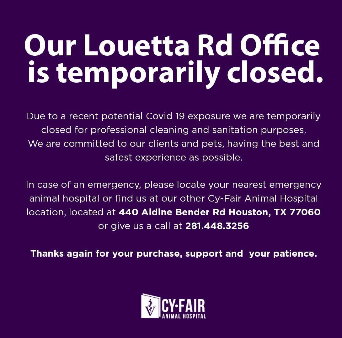 Cy-Fair Animal Hospital (@cyfairah) on Twitter photo 