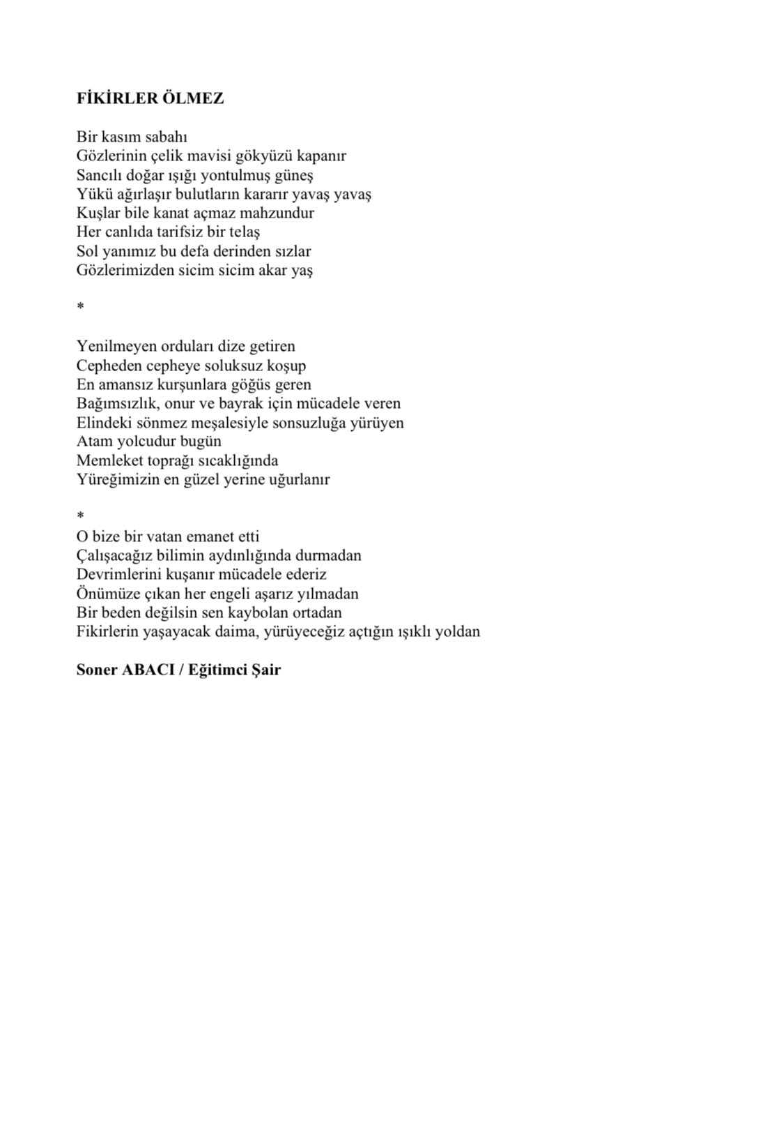 Soner Abacı on X: Fikirler Ölmez 10Kasim t.coZIm3ZyIWP4  X