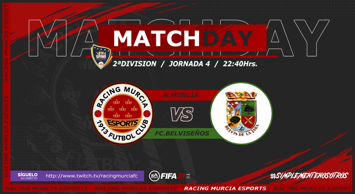 #MATCHDAY | 🎮⚽️

🏆 @VPN_SPAIN
📝 Jornada 4
🕚  23:00
🆚️ <a href="/belvisenos/">Fc Belvisenos⚽</a>

Suerte al rival 🤝