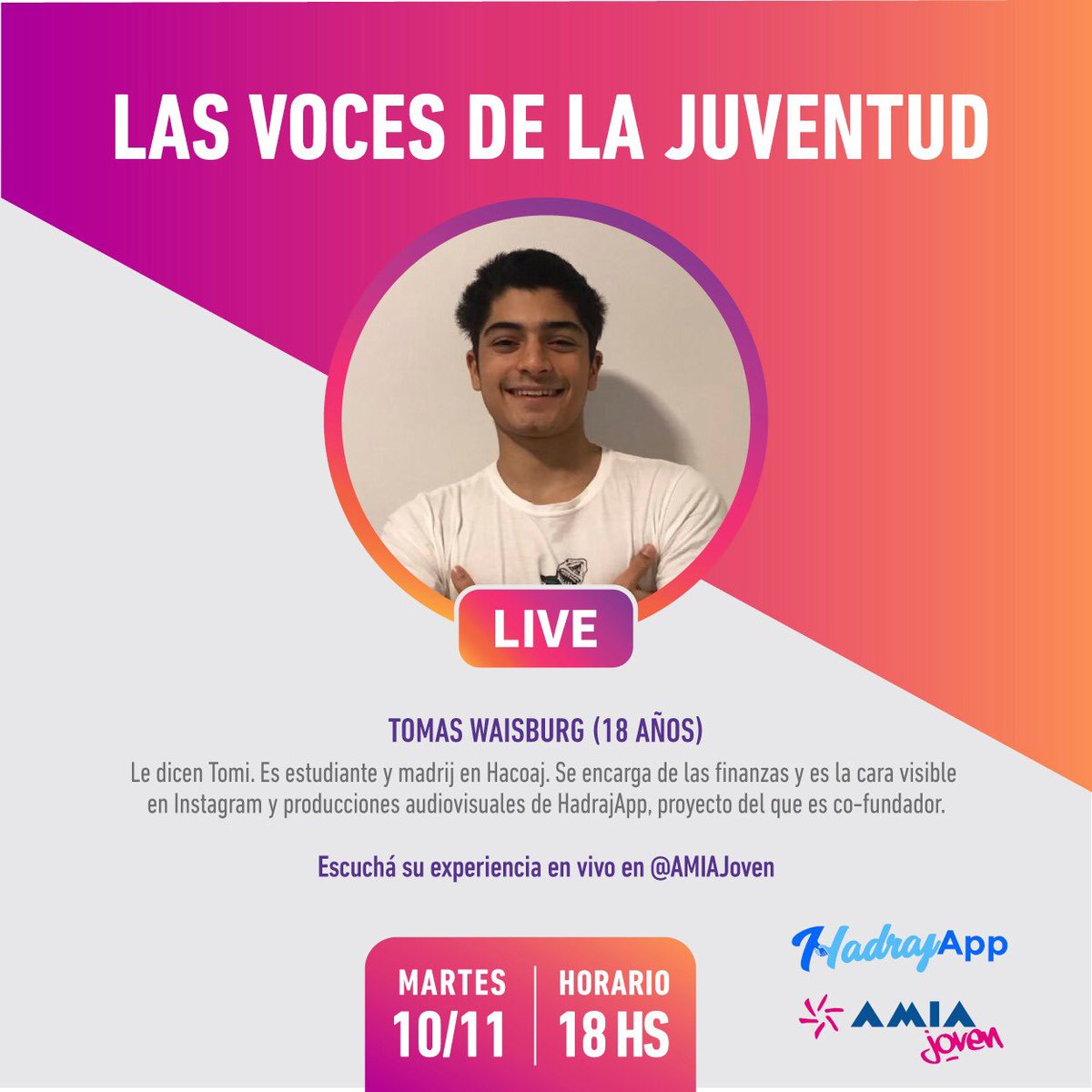 Mañana comienza un nuevo ciclo compartiendo las voces de la juventud a través del Instagram de AMiA joven. Nos contarán cómo los atraviesa la pandemia.