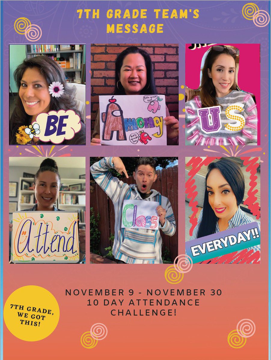drjnla's tweet photo. @drjnla 7th Graders... Day 1 of November’s #Attendance Challenge! You Gotta be in it to win it! We got this! 10 days!  @lausd_ldc @LASchools @GabrielaCasagr8 @LAeducator_ @innercityteachr https://t.co/lWv5WhcCq8