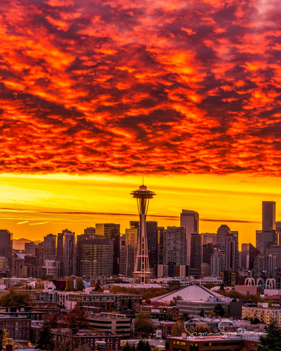 sigmas's tweet photo. OMG, that #Seattle #sunrise this morning!!! Sky was on fire!!! https://t.co/Az3UUkwUwp
