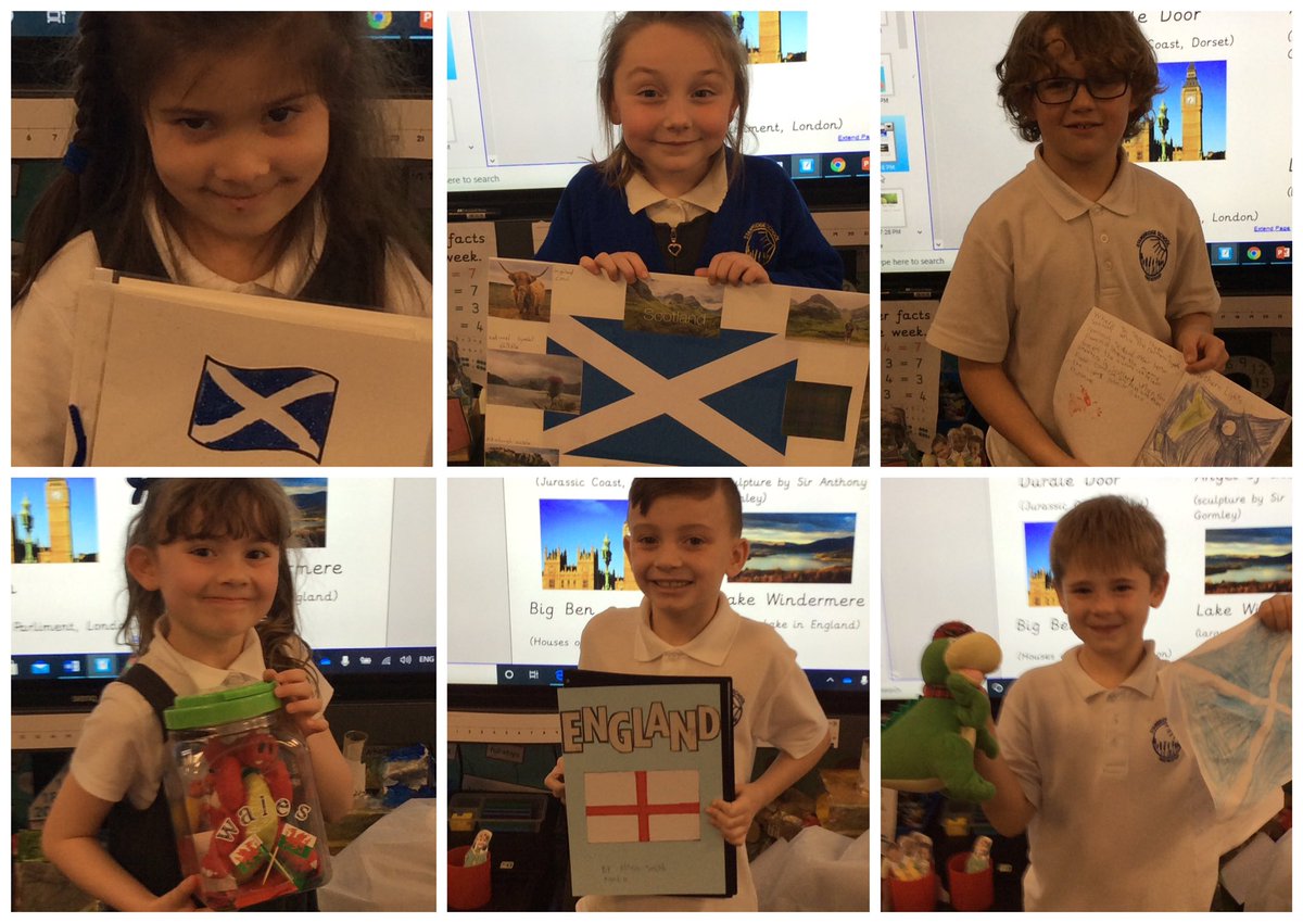 StambridgePri's tweet photo. Wangari Class brought in their Geography homework today. They had to pick a country from the UK and create their own piece of work about it. The quality of work was outstanding as you can see! #geography #aboveandbeyond #creativehomework https://t.co/fxQWC6fyzG
