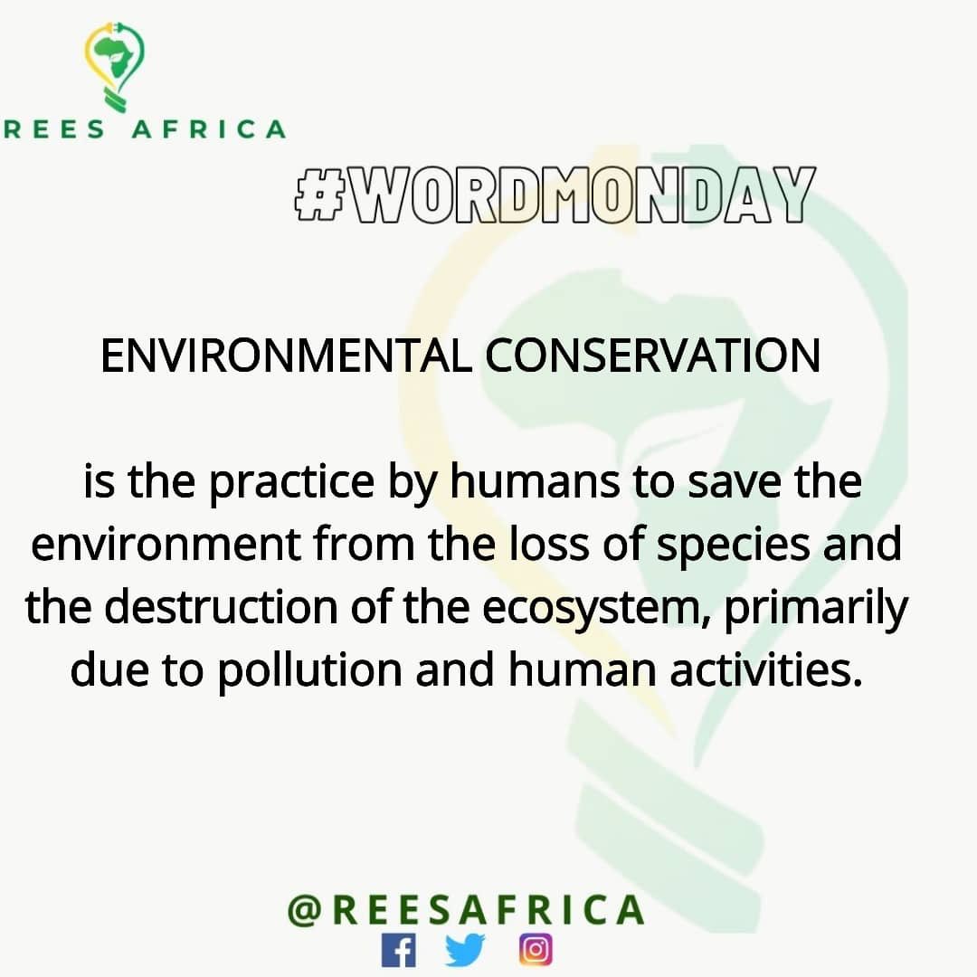 reesafrica's tweet photo. Expand your Sustainability vocabulary with today's #wordmonday
"ENVIRONMENTAL CONSERVATION"
#reesquotes
#wordmonday
#reesafrica https://t.co/lKlHSGTKzf