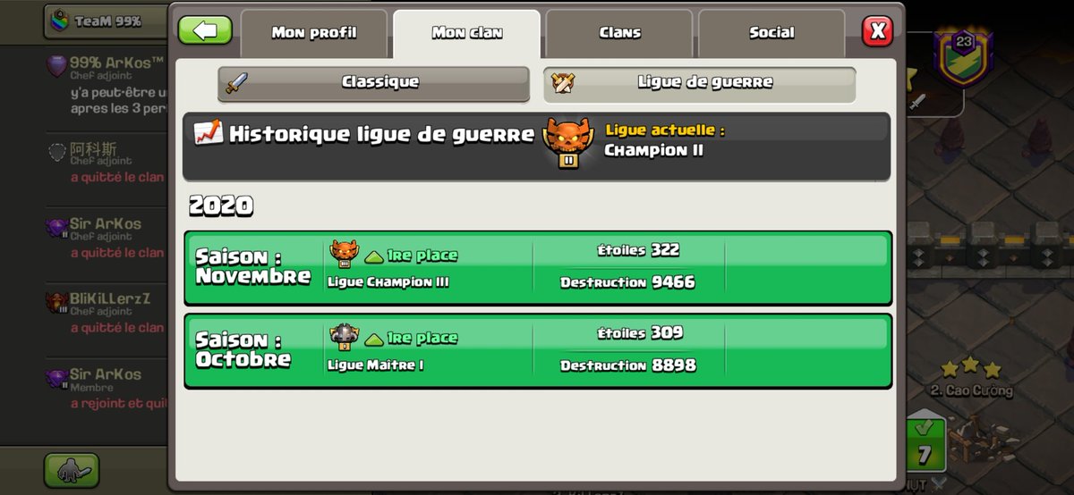 On monte en champions 2 🥳  notre projet avance petit à petit 😀Gg à mon équipe et aux 2 3 joueurs de nous avoir prêter main forte👏 #travaildequipe 👊
@ClashofClansFce
@ArKos_CoC @lufydragnir @KiLLerzZ_CoC @Lucas__Walter @Trom974