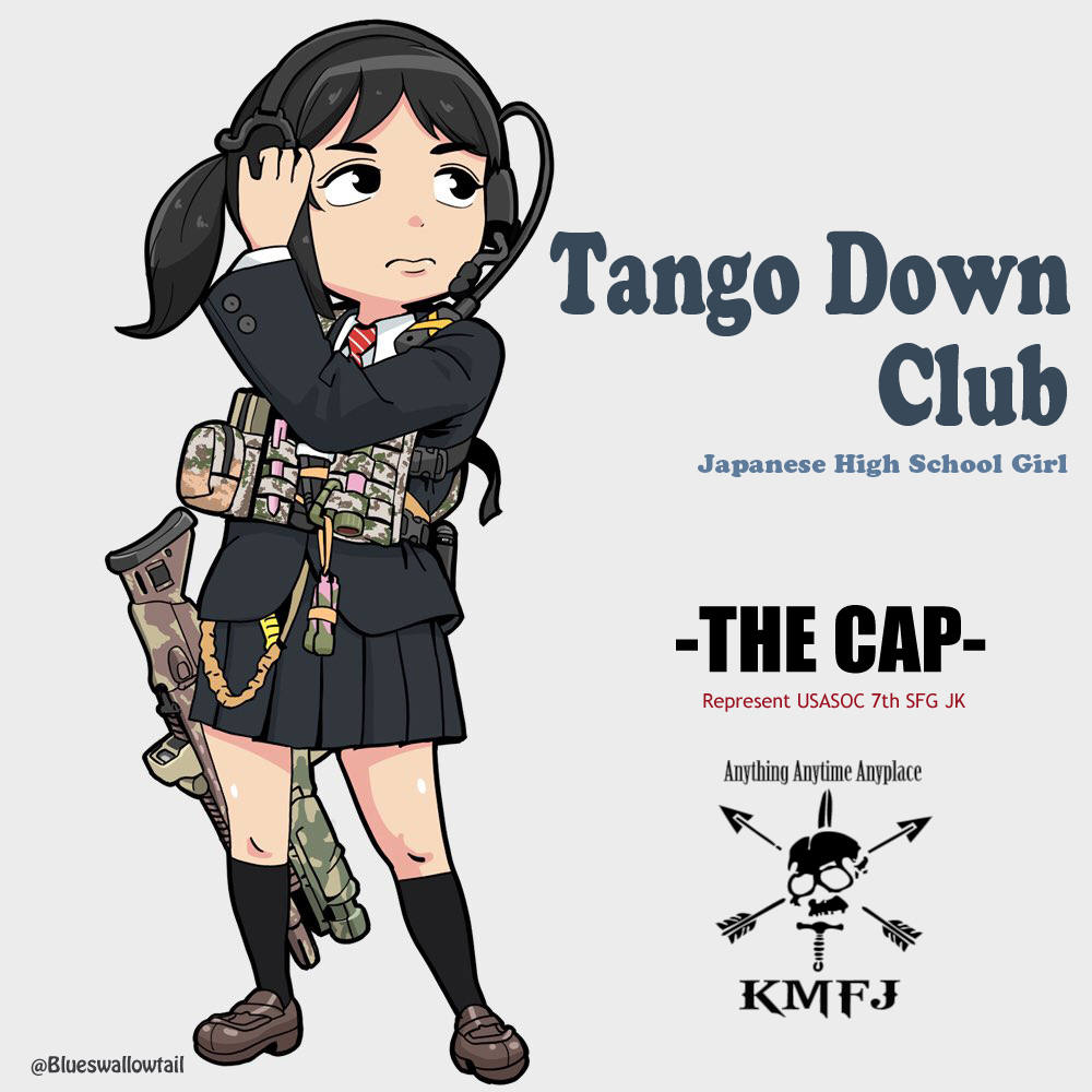 Blueswallowtail's tweet photo. TANGO DOWN Club 
ARMED JK- THE CAP -

#武装JK お嬢 #7thSFG #REDEmpire 
 #SCAR-L #EGLM https://t.co/rIaPMfJB1N