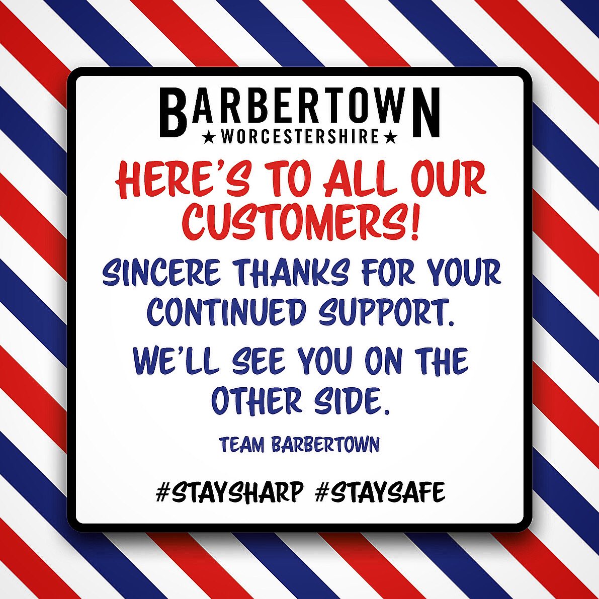 BarbertownWorcs's tweet photo. We can’t open at the moment :((
Due to the lockdown ! ..
But Thank you for your continued Support it really does mean a lot !!
Here’s a Cheers to all you Guys 🍺..
#WorcestershireHour #worcester #malvern #Barber ..
#GoodHonestBarbering 💈 https://t.co/zDG23Mnwpg