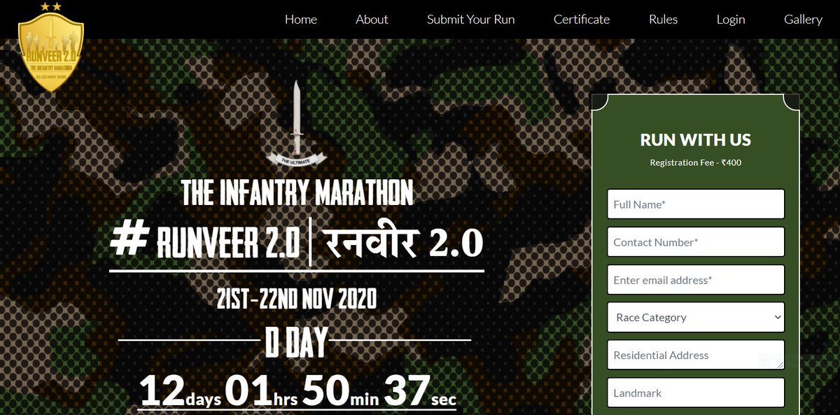 atahasnain53's tweet photo. The first Infantry Marathon was conducted in 2019 to mark the spirit of solidarity between men at arms and the nation. The second edition, #RUNVEER 2.0 offers an opportunity to run at your place, pace and time and to display the same spirit this year
https://t.co/7rrJA0sKX8 https://t.co/nc6mUYfp8m