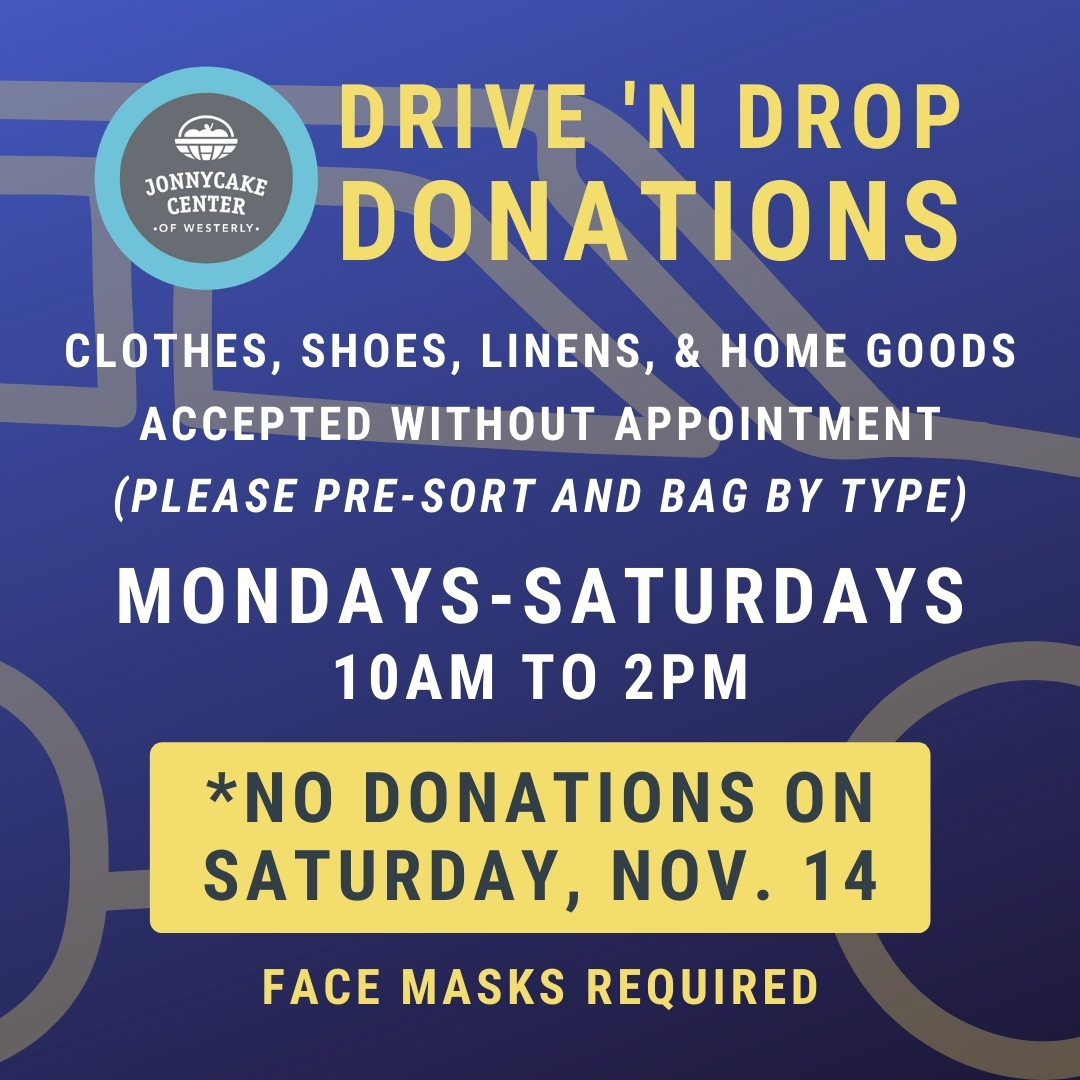 JonnycakeCenter's tweet photo. Have treasures to donate? Come by Jonnycake for a quick donation Mondays through Saturdays between 10am-2pm daily! *No donations on 11/14 due to an event near our donation area.* Proceeds keep us funded and ready to serve our community! #SustainingCommunityTogether https://t.co/kGEKJ4tc8W