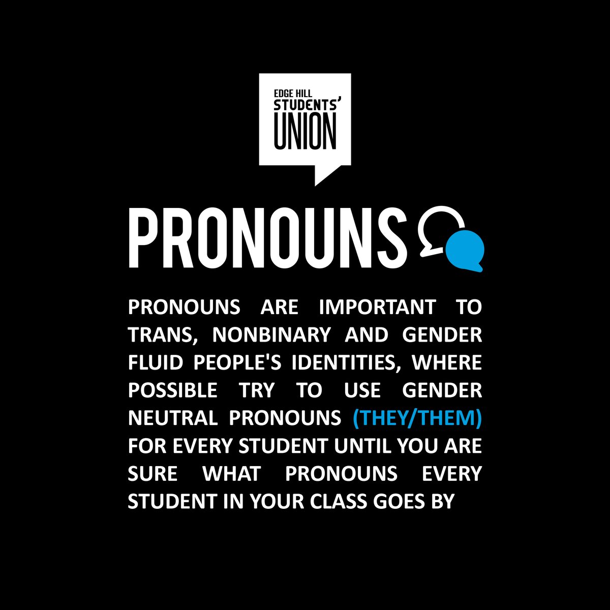 As part of our #EHSUMakeADifference campaign, we've been reaching out to staff and departments about workshops around topics relating to Trans and Non-binary people 🏳️‍🌈🙌

Here's just some of the tips put together by your Trans and Non-Binary Officer 👉 edgehillsu.org.uk/makeadifference