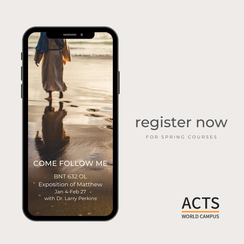 ACTSWorldCampus's tweet photo. Registration is now open for all SP21 courses, including, Exposition of Matthew with Dr. Larry Perkins! Our 8-week courses begin January 4th! Come be #equippedforimpact!
•
powered by MB Seminary https://t.co/d8p4ypRcVT