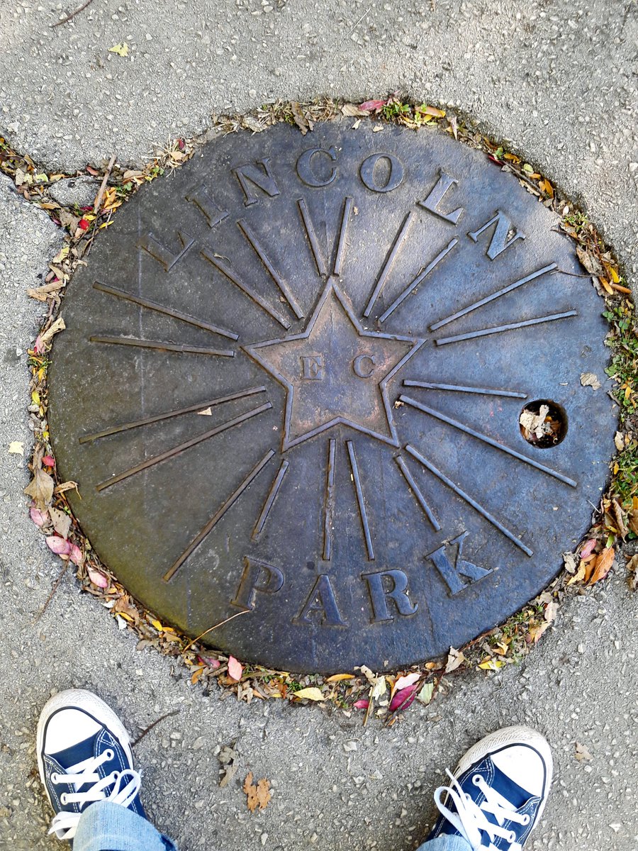 nsandlin's tweet photo. Also here is an allegedly "Lincoln Park" one. I've here in Lincoln Square since 1992 and never noticed this interloper.   #ManholeCoverMonday https://t.co/coyGFccmxT