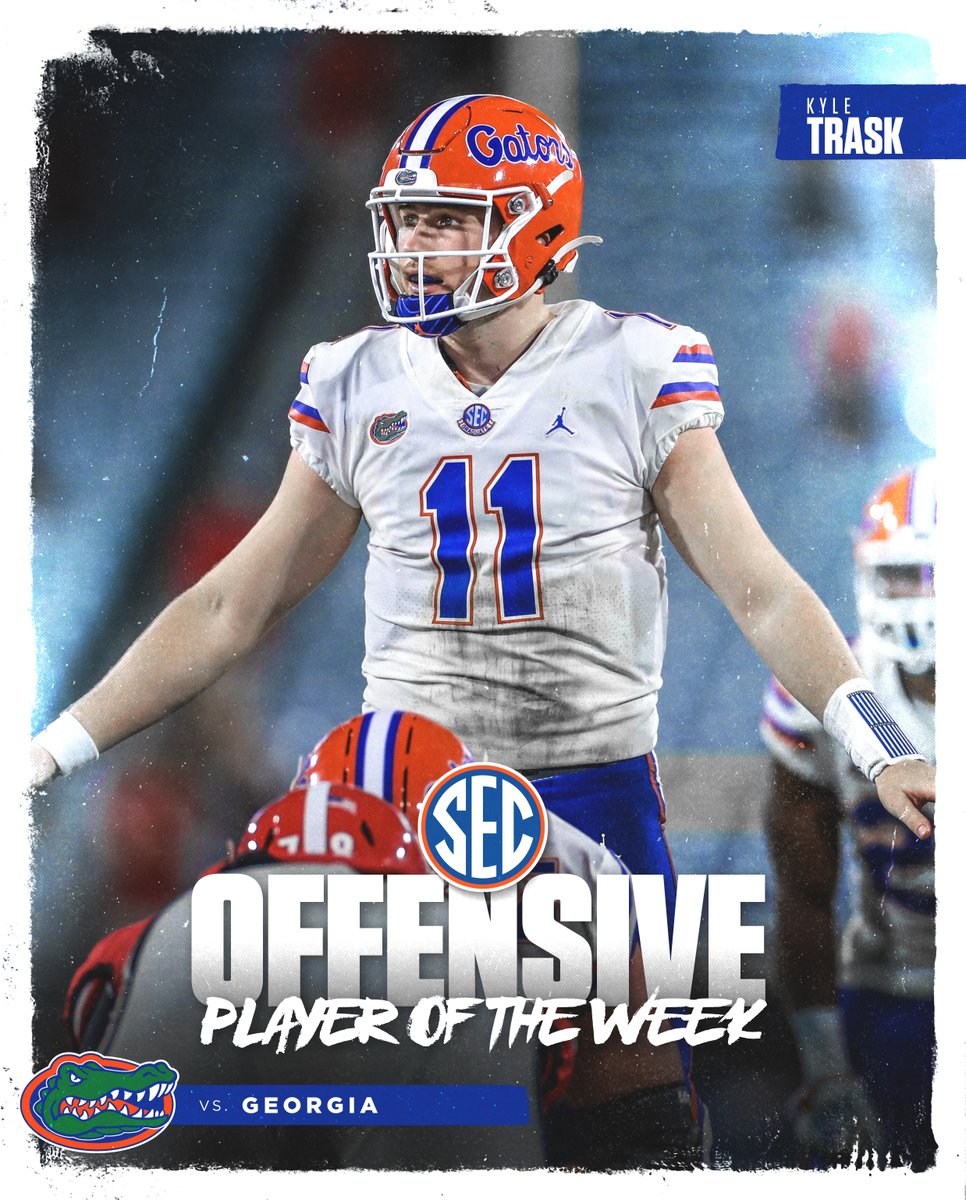 GatorsFB's tweet photo. 4 TDs, 474 yards &amp; the @SEC offensive POW.  

Congrats, @ktrask9 👏 #GoGators https://t.co/pcpFXAMS4u