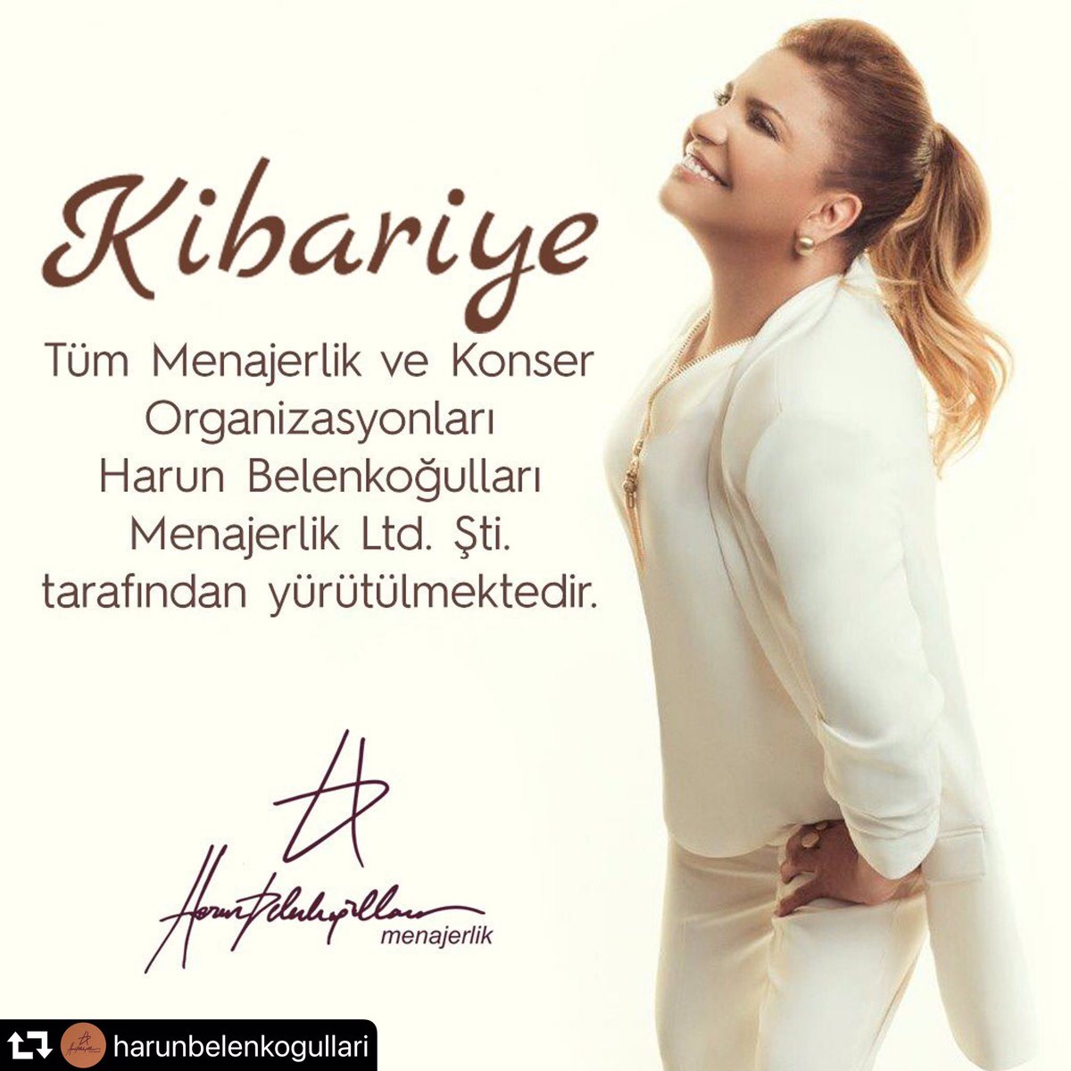 Kibariye, Tüm Menajerlik ve Konser 
Organizasyonları Harun Belenkoğulları 
Menajerlik Ltd. Şti.
tarafından yürütülmektedir. <a href="/kibariyem/">Kibariye</a>