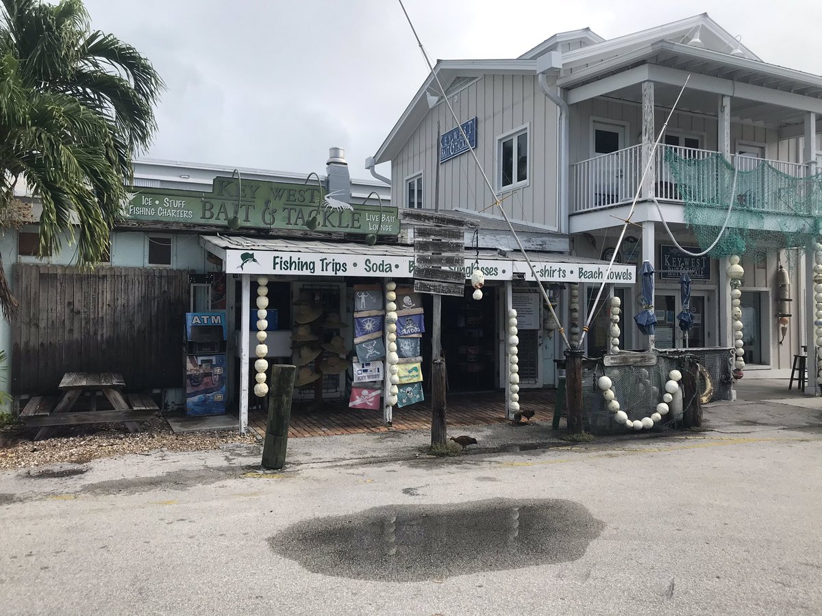 The Live Bait Lounge at Key West Bait and Tackle is open regular hours 7am-7pm every day. Come on in, it appears we are one of the few places on this side of town that are open today.