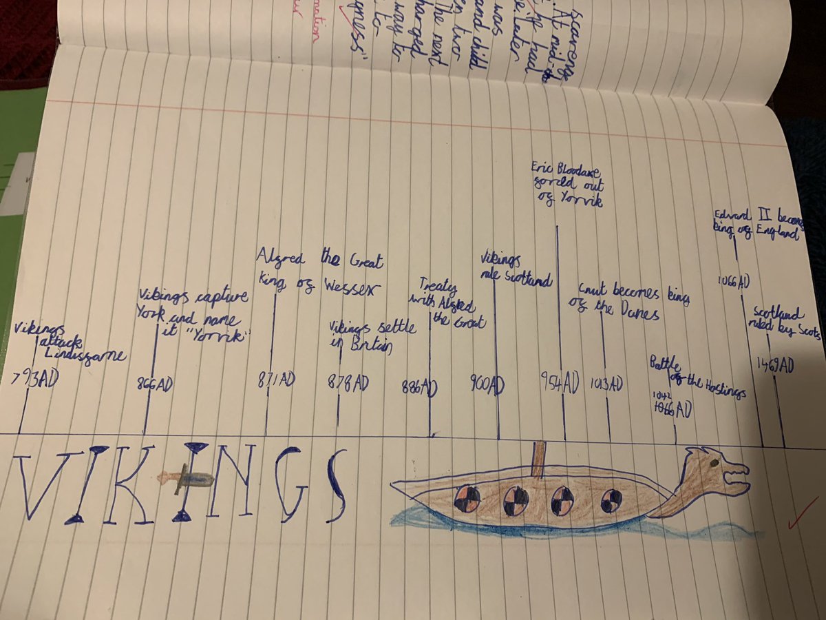 LancotSchool's tweet photo. Year 5 have started the half term by beginning a learning journey into how the Viking invasion changed the face of Britain. 

We began the journey by writing diaries as a Viking Warrior and creating these beautiful timelines. #creativecurriculum #lovelancot #generationrebuild https://t.co/Ag74XzoRzm