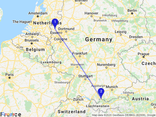 RandomDistance's tweet photo. The distance between 46509 Xanten, Germany and 87637 Eisenberg, Germany is 540km #Maps #GIS #Earth https://t.co/QZViesbW9N