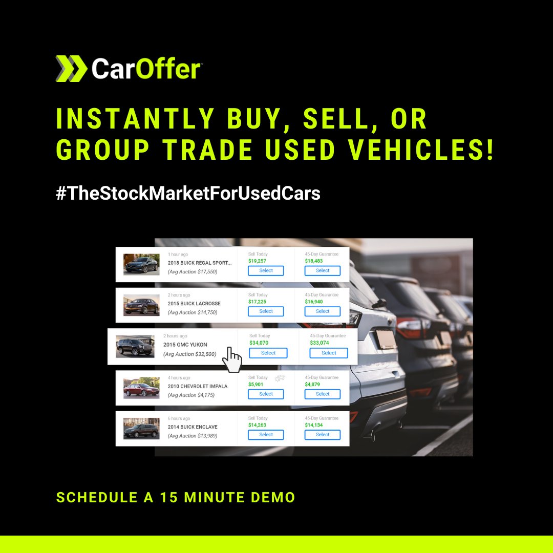 CarOffer_'s tweet image. Tired of bidding on cars one at a time? The most efficient sourcing tool in the industry is here. You can instantly buy, sell, trade, or group trade used vehicles! Check out a quick demo to learn more: hubs.la/H0zlKZw0
#UsedCarInventory #CarOffer #SourcingUsedCarInventory"