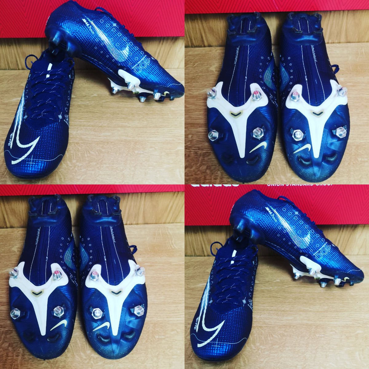 HopCarl's tweet photo. A little front four stud combination put in to these Nike Mercurial Vapor 13 Elite dream speed 😘 ooo luvly, #nikefootball #mercurialvapor #dreamspeed #conversion #combination #grip #kitman #football #boots #soccer #boots #bespoke https://t.co/OKOyfR4Bol