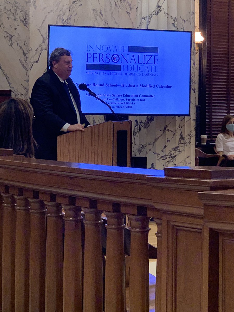 Dr. Lee Childress, superintendent of  @CorinthSchools, shares Corinth refers to a “modified calendar,” rather than “year-round school.” Says the district moved to this calendar w/ goals of achievement, growth, and equity.