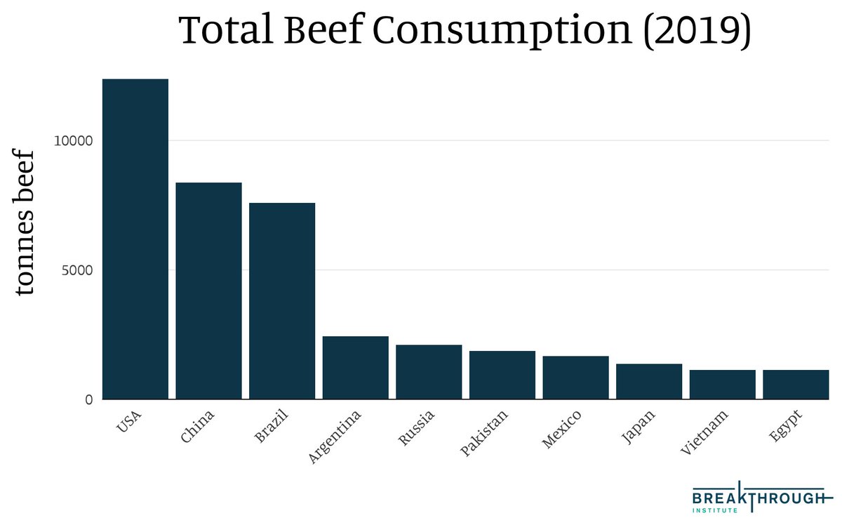 Total US beef consumption is higher than in any other country. We eat nearly 25 billion pounds of ground beef and other beef products each year, equivalent in weight to about 50 skyscrapers (!!!).